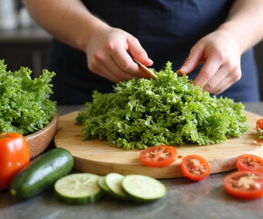 Persona preparando una ensalada colorida con ingredientes frescos